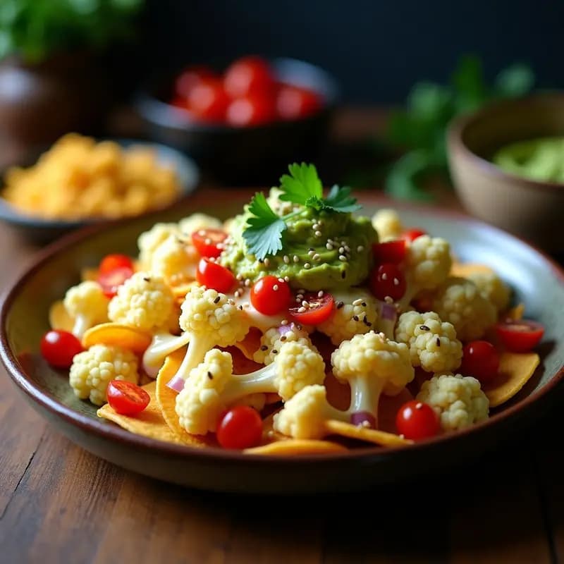 Nachos de Coliflor con Queso de Anacardo y Guacamole de Wasabi: Receta Mexicana Keto y Sin Lactosa