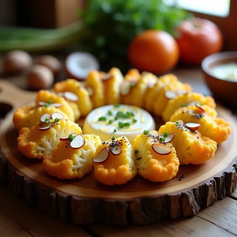 Nachos de Coliflor con Queso fundido de Camembert y Trufa: Aperitivo Francés Keto y Crujiente