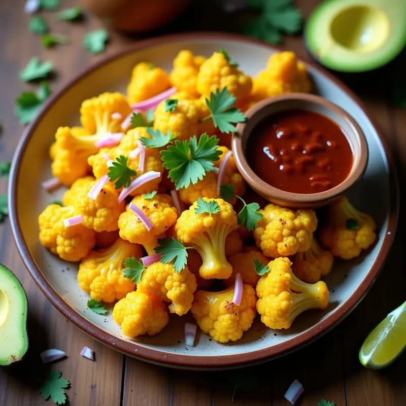 Nachos de Coliflor con Queso de Cúrcuma y Salsa de Chipotle: Snack Crujiente y Antiinflamatorio