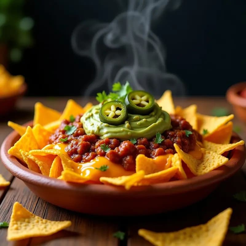 Nachos de Doritos con Queso Nacho, Guacamole y Salsa de Carne Picante: Receta de Snack para Fiestas