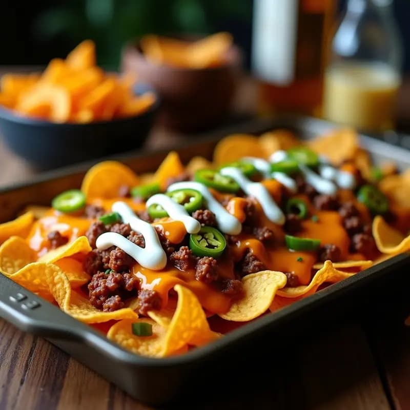 Nachos de Doritos con Queso Nacho, Jalapeños y Carne Molida: Snack de Estadio en Casa