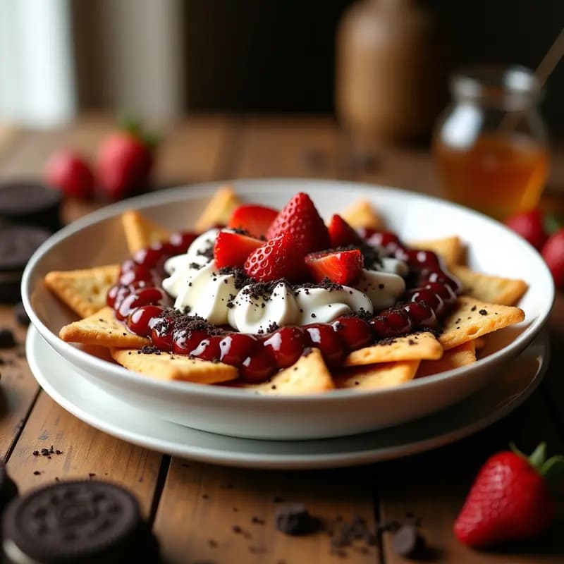 Nachos de Galleta Oreo con Queso Crema y Fresas: El Snack que Desafía la Lógica