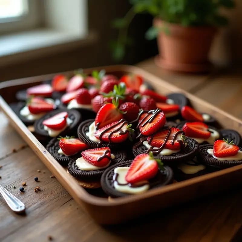 Nachos de Galleta Oreo con Queso Fundido y Fresas: El Aperitivo que Parece Postre
