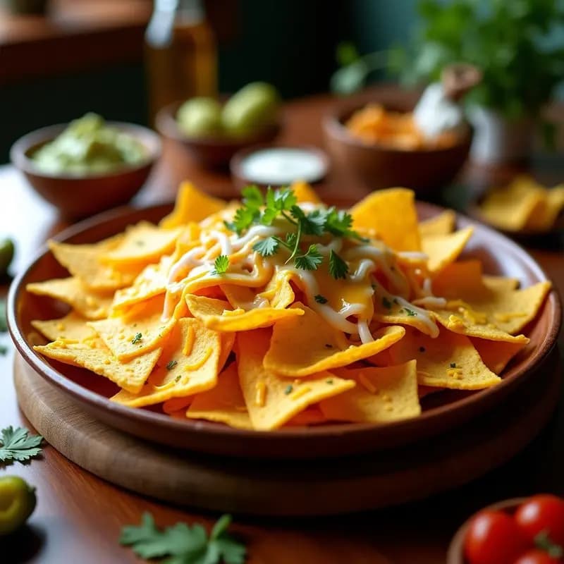 Nachos Gigantes con Queso Cheddar y Guacamole de Aguacate: Aperitivo Mexicano para Compartir