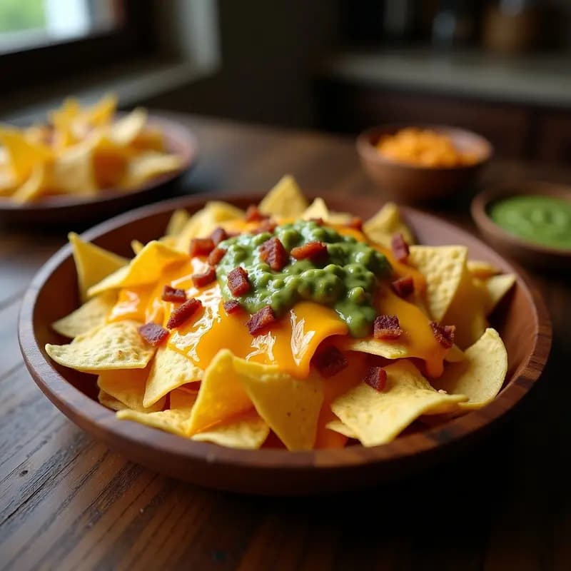Nachos Gigantes con Queso Cheddar Derretido y Salsa de Jalapeños con Bacon: Snack para Compartir