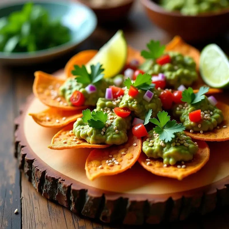 Nachos de Jicama con Guacamole de Edamame y Salsa de Chile Chipotle: Snack Mexicano Crudivegano