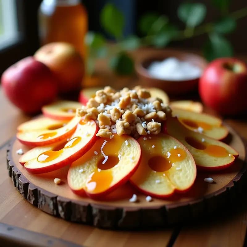 Nachos de Manzana con Queso de Anacardo y Salsa de Caramelo: Postre Saludable y Crujiente