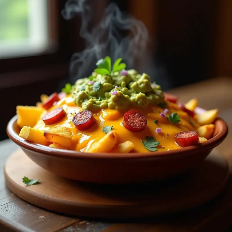 Nachos de Patata con Salsa de Queso Cheddar, Guacamole y Chorizo: El Aperitivo que Nadie Puede Resistir