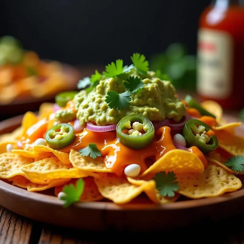 Nachos de Patatas Fritas con Queso Fundido, Guacamole y Jalapeños en Escabeche: Receta Fusion Tex-Mex