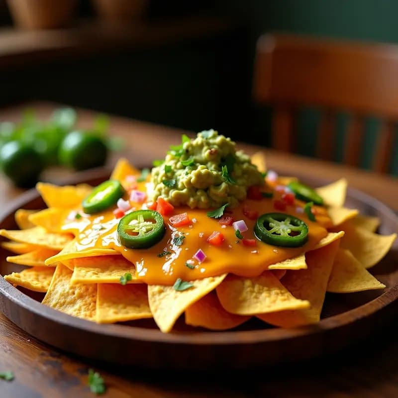 Nachos con Queso Líquido de 3 Tipos, Guacamole Picante y Jalapeños en Escabeche: El Snack Definitivo para Fiesta