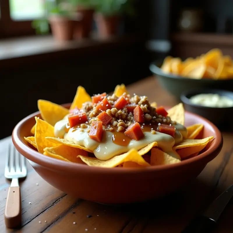 Nachos con Queso Azul y Caramelo Salado: Aperitivo Gourmet para Compartir