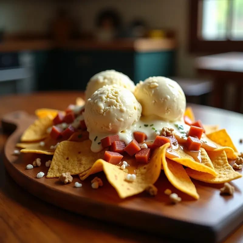 Nachos con Queso Azul, Chorizo, Caramelo Salado y Helado de Vainilla: El Contraste de Sabores que Enloquecerá tu Paladar
