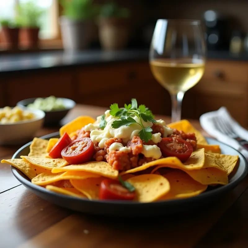Nachos con Queso Azul y Chorizo Ibérico: Receta Mexicana-Española para Comer con las Manos