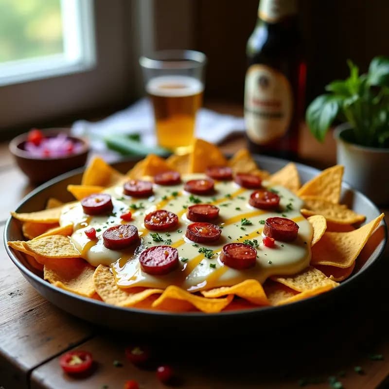 Nachos de Queso Azul con Chorizo y Miel: Aperitivo Español Para Compartir