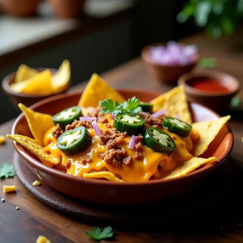 Nachos con Queso Cheddar y Jalapeños Rellenos de Crema Ácida y Carnita Desmenuzada: Receta Mexicana en Microondas