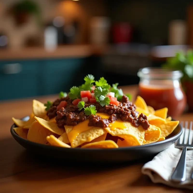 Nachos con Queso Cheddar, Carne Molida y Salsa de Chocolate: Receta Sweet & Salty para Fiestas
