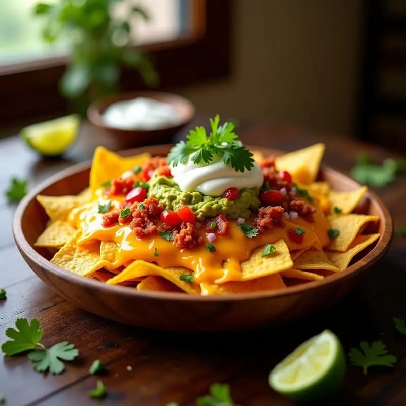 Nachos con Queso Cheddar y Guacamole de Aguacate y Bacon: Receta Mexicana para Fiestas Épicas