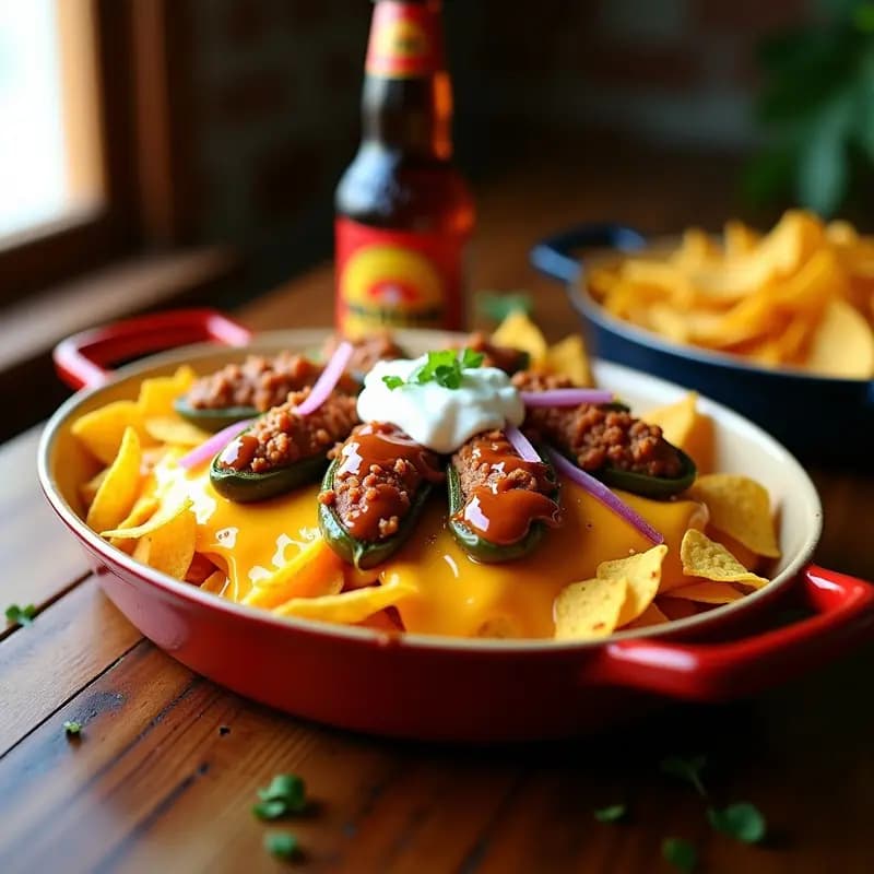 Nachos con Queso Cheddar y Jalapeños Rellenos de Chorizo: Receta Tex-Mex para Fiestas