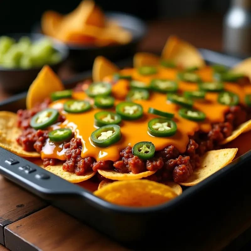 Nachos con Queso Cheddar y Jalapeños en Salsa de carne: El Aperitivo Mexicano Más Indulgente