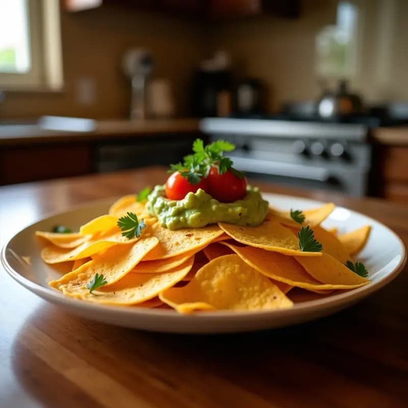 Nachos con Queso de Cheetos, Guacamole de Aguacate Frito y Salsa de Chirivía Picante: Snack de Ensueño