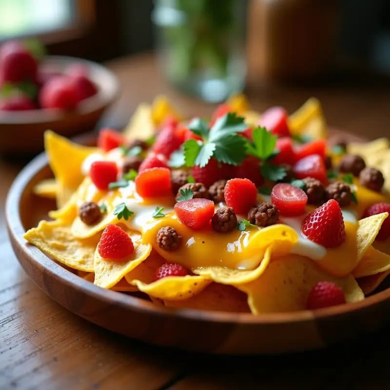 Nachos con Queso Fundido, Chorizo y Gominolas de Fresa: La Fusión Dulce-Salada que Divierte