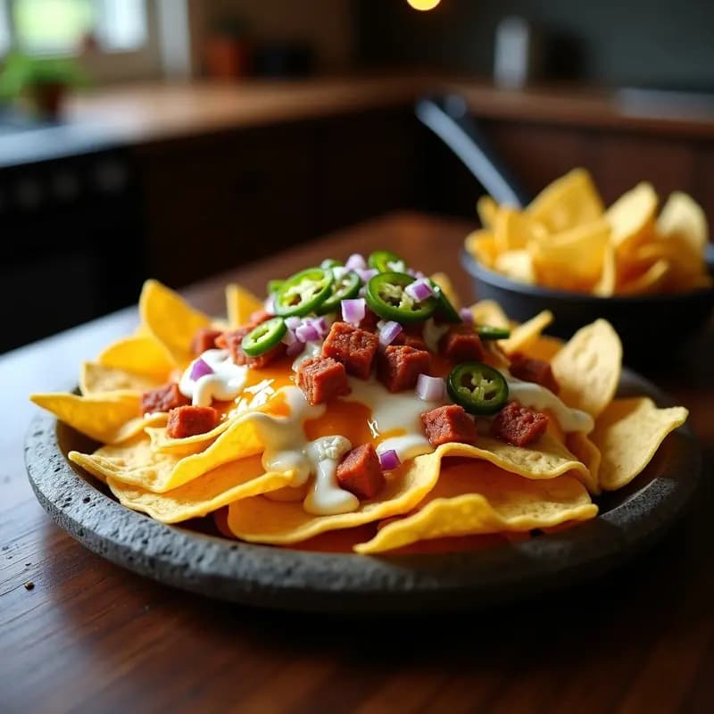 Nachos con Queso Fundido, Chorizo y Salsa de Queso Azul: Combos de Sabores Intensos