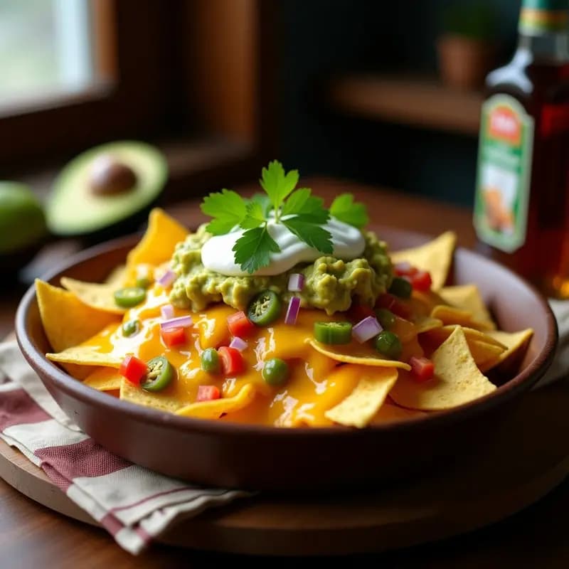 Nachos con Queso Fundido, Guacamole, Salsa de Jalapeños y Crema Ácida: Receta para Fiesta