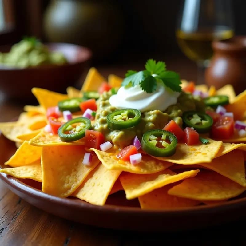 Nachos con Queso Fundido, Jalapeños, Guacamole y Sour Cream: Receta para Fiestas