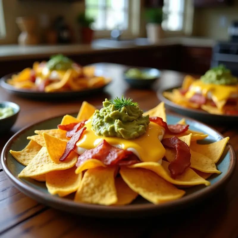 Nachos con Queso Fundido, Guacamole, Bacon y Huevo Frito: El Aperitivo que se Convierte en Cena