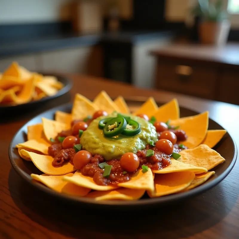 Nachos con Queso Líquido, Guacamole, Chorizo y Jalapeños en Capas: Dieta de Trampa Definitiva