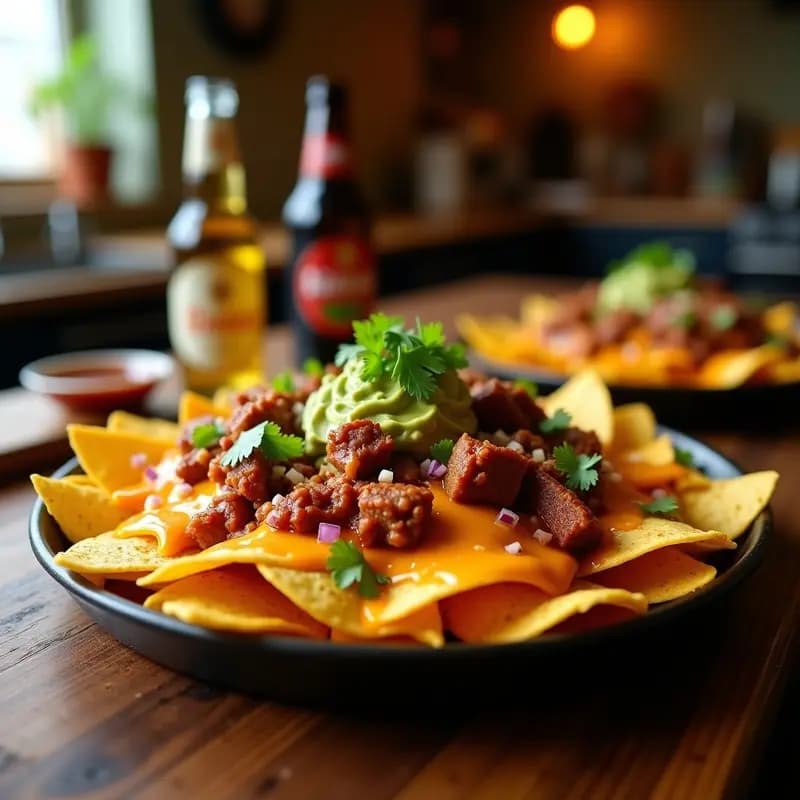 Nachos con Queso Fundido, Guacamole y Trozos de Costillas BBQ: El Aperitivo Perfecto para Ver el Partido