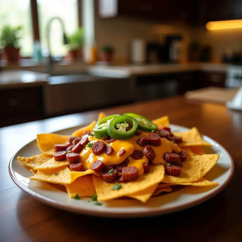 Nachos con Queso Lava, Chorizo y Jalapeños Fritos: Receta para Compartir (o no)