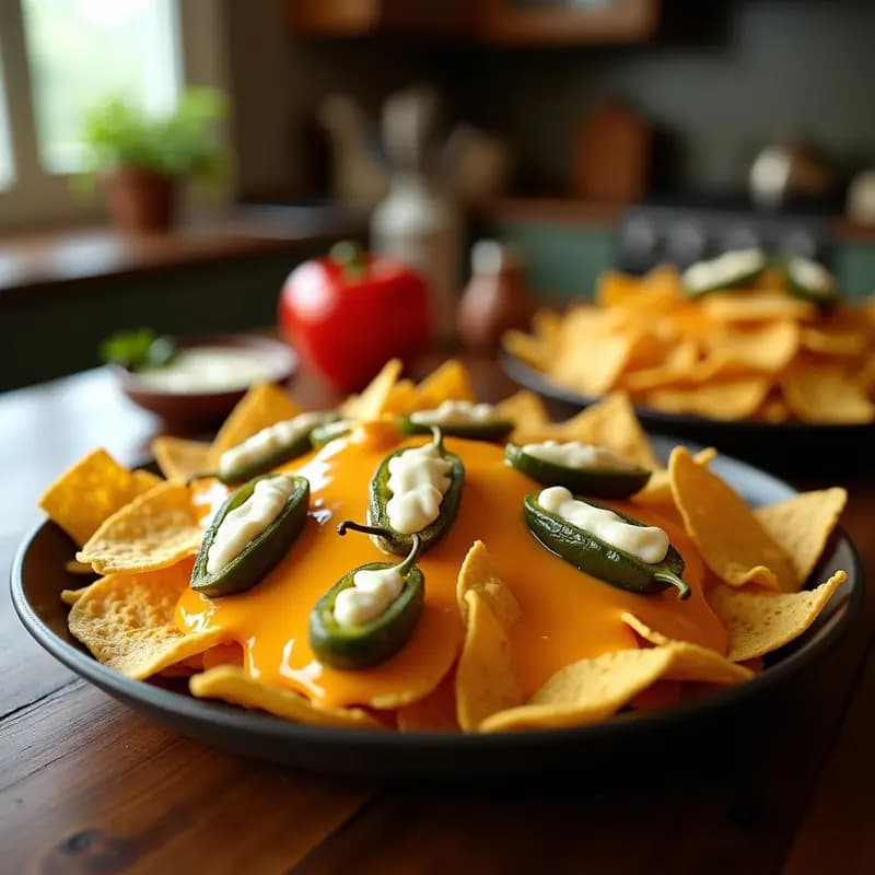 Nachos con Queso Líquido de Cheddar y Jalapeños Rellenos de Crema Agria: Snack para Maratón de Películas