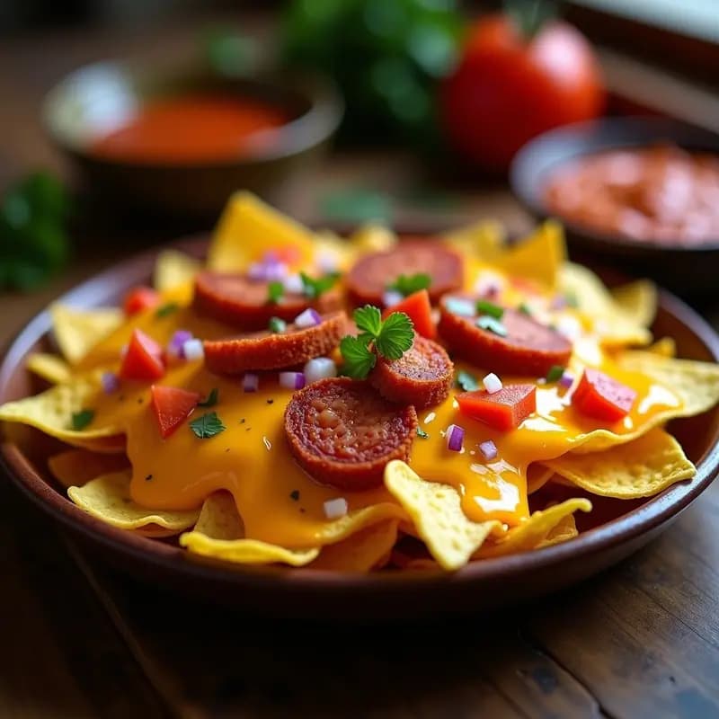 Nachos con Queso Líquido de Cheddar y Chorizo Frito: Receta Tex-Mex para Compartir