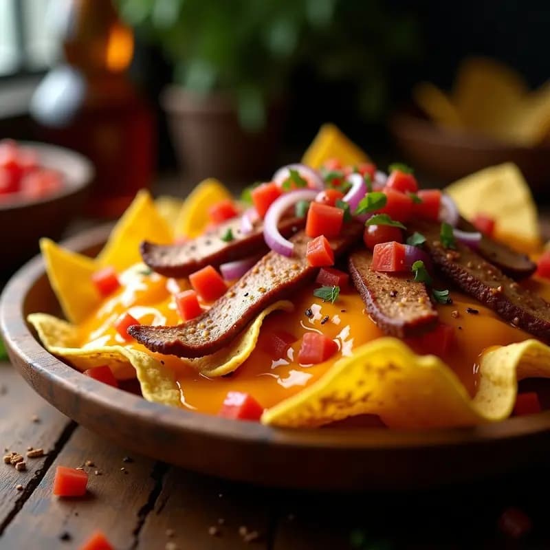 Nachos con Queso Líquido de Cheddar y Churrasco: Receta Mexicana para Comer con las Manos