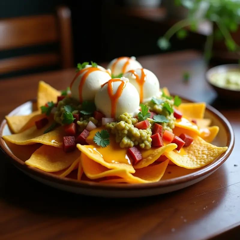 Nachos con Queso Líquido, Guacamole, Chorizo y Helado de Vainilla: La Fusión Definitiva Dulce-Salada