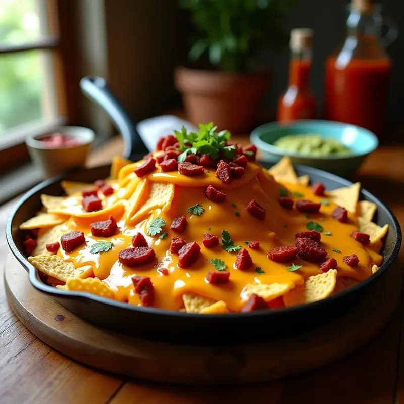 Nachos Volcán con Queso de Chedo, Guacamole y Chorizo Extra Picante: Receta para Fiestas y Maratones