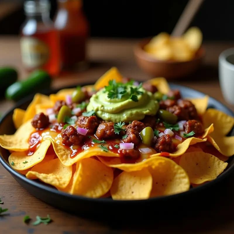 Nachos Volcán con Queso Fundido, guacamole, Jalapeños y Trozos de Costilla Ahumada: el Snack que lo Cambia Todo