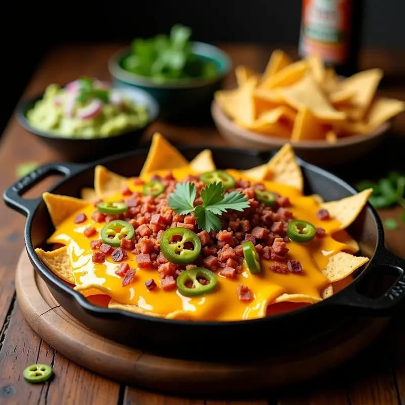 Nachos Volcanes con Queso Cheddar, Jalapeños y Guacamole Casero: Receta para Compartir