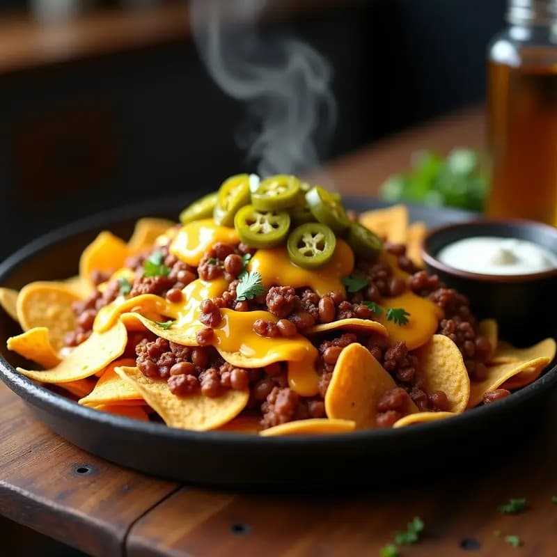Nachos volcano con carne picada, frijoles y queso fundido infinito: Receta para compartir
