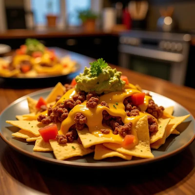 Nachos Volcano con Queso Fundido, Guacamole y Chorizo: Receta Mexicana para Compartir