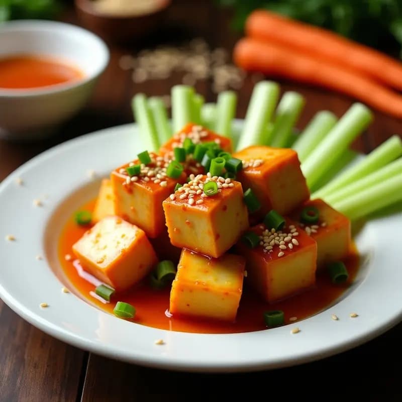 Nam Prik Pao con Tofu Crujiente: Salsa Tailandesa de Chile y Tamarindo en 15 Minutos