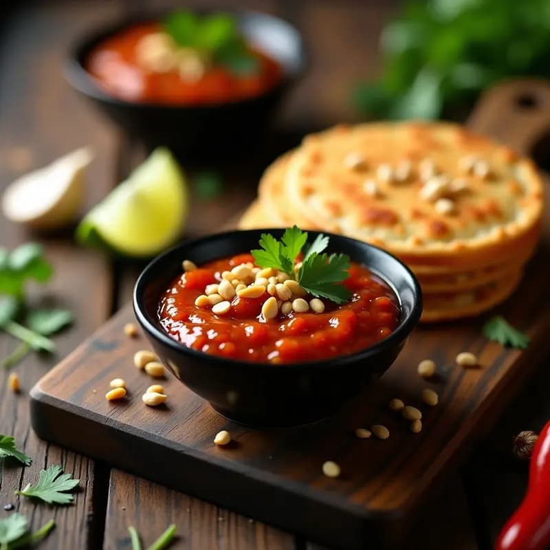 Nam Prik Pao con Tostadas de Pan de Arroz: Salsa Tailandesa Picante y Dulce