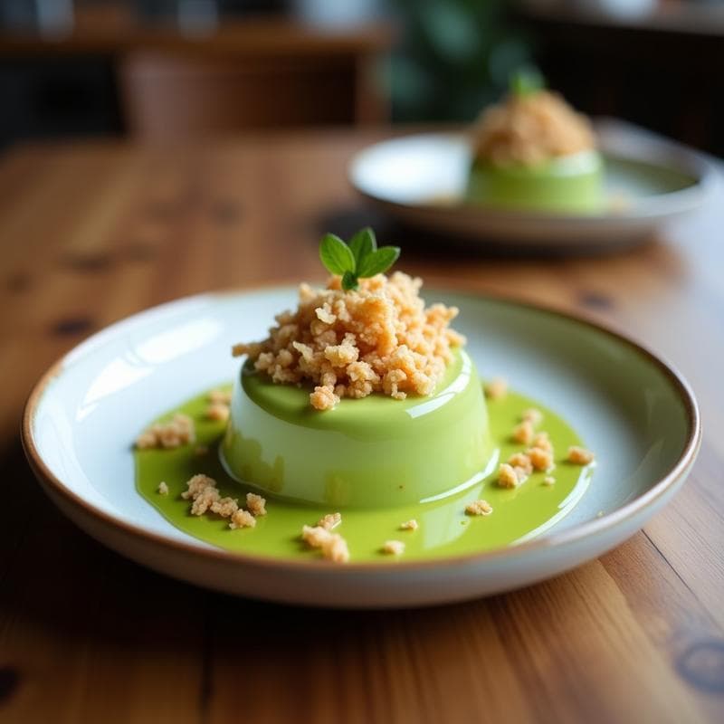 Natillas de Aguacate y Matcha con Crujiente de Coco: Postre Vegano Sin Horno