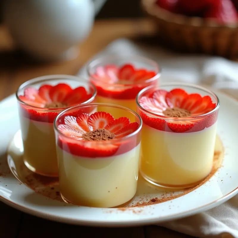 Natillas de Canela con Gala de Fresas: Postre Español Ligero y Elegante