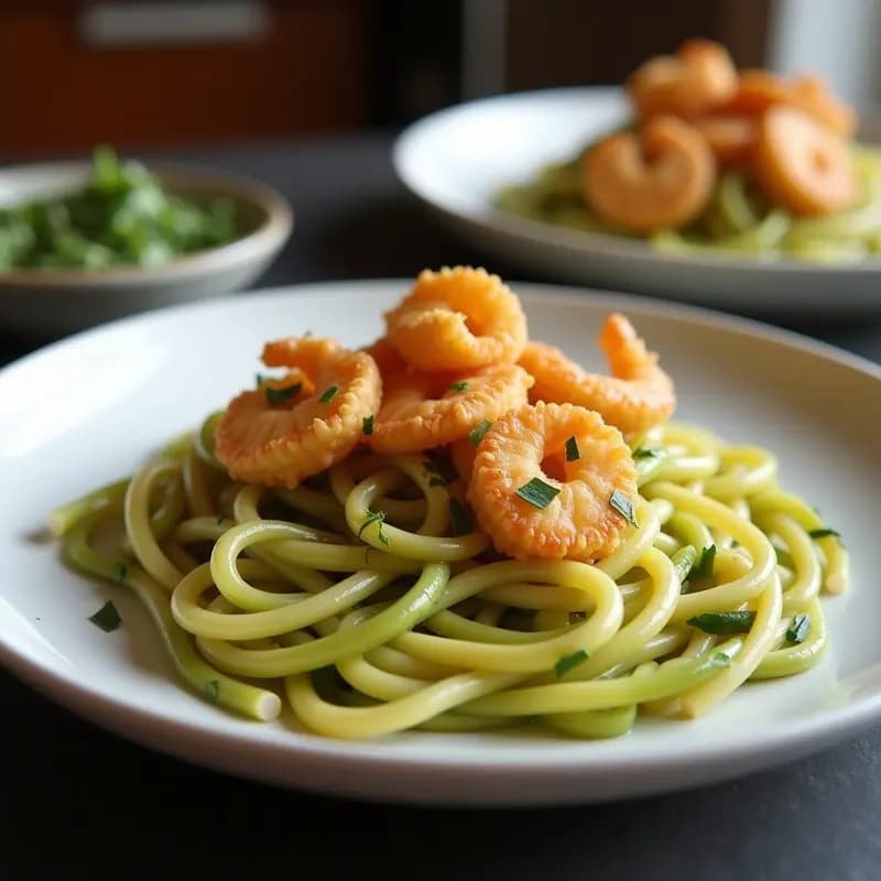 Negi Soba de Fideos de Trigo Sarraceno con Cebolla Verde y Tempura de Camarón: Receta Japonesa Ligera y Alta en Proteína