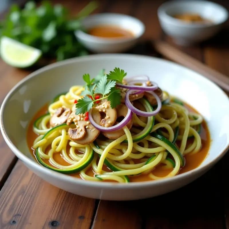 Noodles de Calabacín con Salsa Satay de Cacahuete y Limón: Receta Asiática Low Carb
