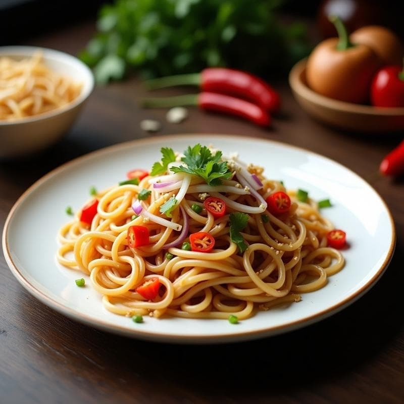 Noodles de Konjac con Salsa de Cacahuete y Chile: Receta China Keto en 10 Minutos