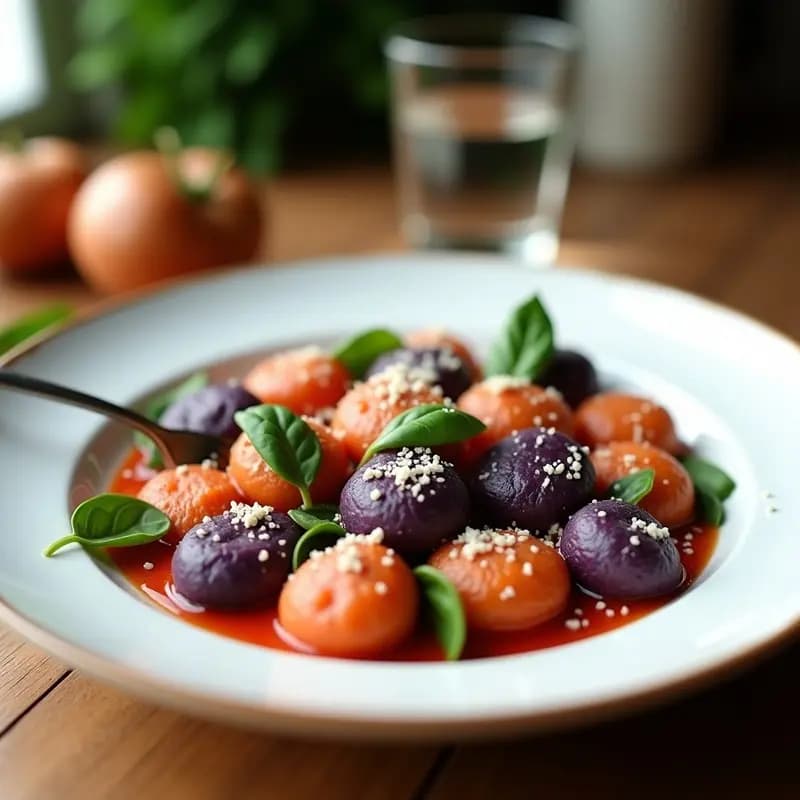 Ñoquis de Batata Morada y Espinacas: Receta Italiana Sin Gluten y Alta en Hierro