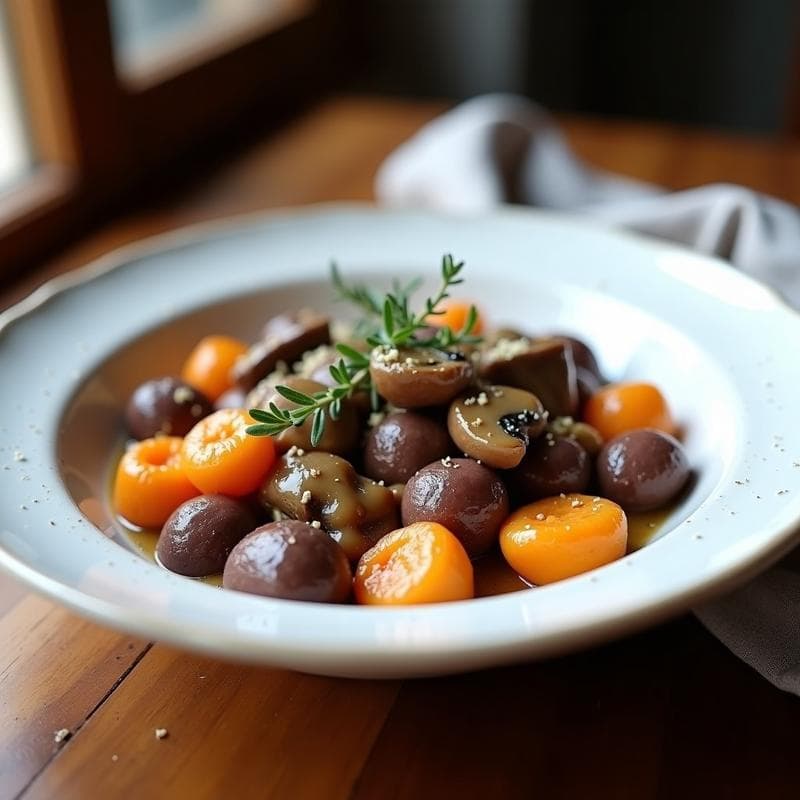 Ñoquis de Batata Morada con Salsa de Champiñones y Ajo Negro: Receta Vegana en Thermomix